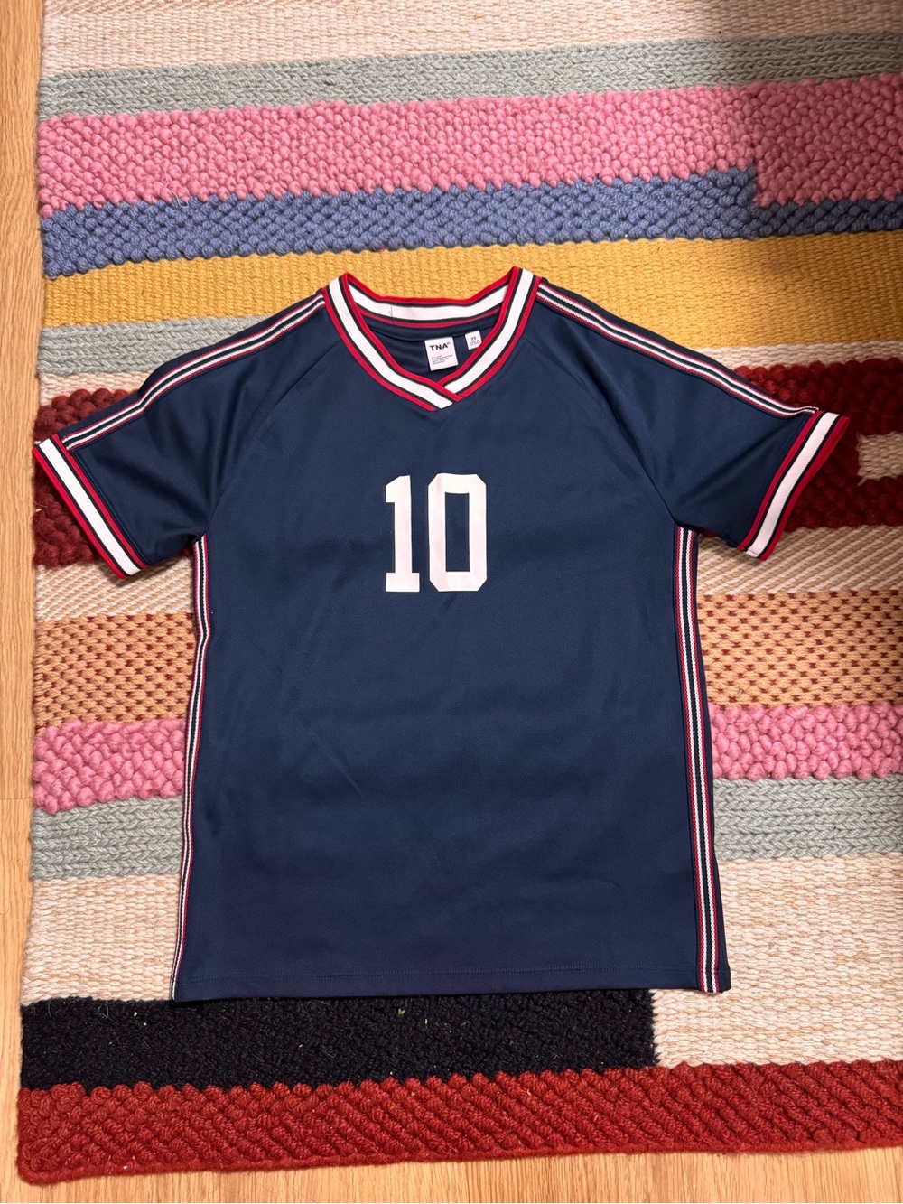 TNA Navy Blue Athletic Jersey with White '10' and Red-Trim